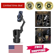 2 in 1 Car Phone Holder & Cup Holder Expander - 360 Rotatable, Adjustable Fit