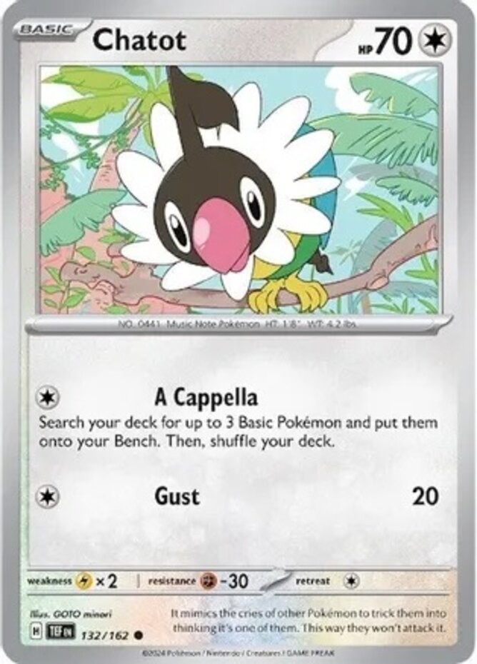 Chatot - 132/162 - Common - Reverse Holo (Near Mint) Temporal Forces - Colorless