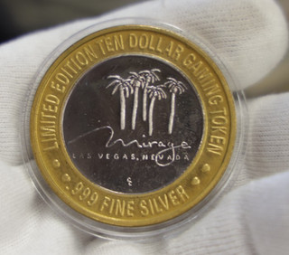 The Mirage Las Vegas NV Casino $10 Gaming Token .999 Fine Silver Strike..