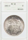 1881-S $1 Morgan Silver Dollar ANACS "soapbox' (Toned) MS 62