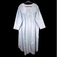 Oscar de la Renta ~ Pink Label ~ Blue Crystal Satin Lace Nightgown Size 2X