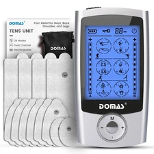 DOMAS TENS Unit for Neck, Back, Shoulders & Legs Pain Relief – Dual Channel, ...
