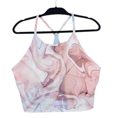 Old Navy Powersoft Active Womens XL Polyester Spandex Pink Marble Sports Bra