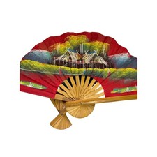 Vintage Hand Painted Folding Fans Set of 2 Asian Decor