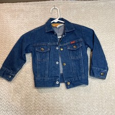 Rustler Vintage 80s Youth Kids Boy's Medium Denim Blue Jean Jacket Trucker USA