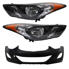 Front Bumper Cover +Headlights Assembly For 2011 2012 2013 Hyundai Elantra