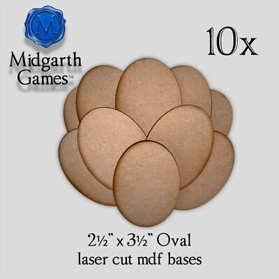10x 2½x3½'' Oval MDF Bases Miniature Warhammer AoS 40K FAST SHIPPING