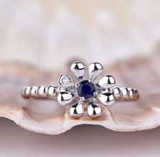 1.5ct Lab-Created Blue Sapphire Stylish Floral Engagement Ring White Gold Plated