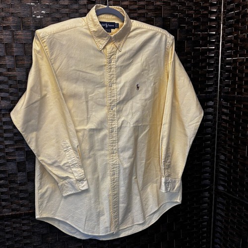 Ralph Lauren YARMOUTH Mens Sz 16 1/2 Yellow Cotton Long Sleeve Shirt - Picture 2 of 3