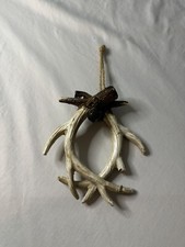 Holiday Time Country Christmas Double Antler Ornament w/ Jingle Bells Xmas Faux