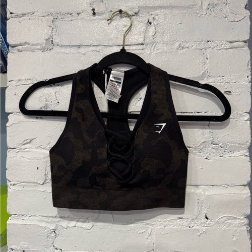 NWT - Gym Shark ADAPT CAMO SEAMLESS RIBBED SPORTS BRA Size Small Medium Support