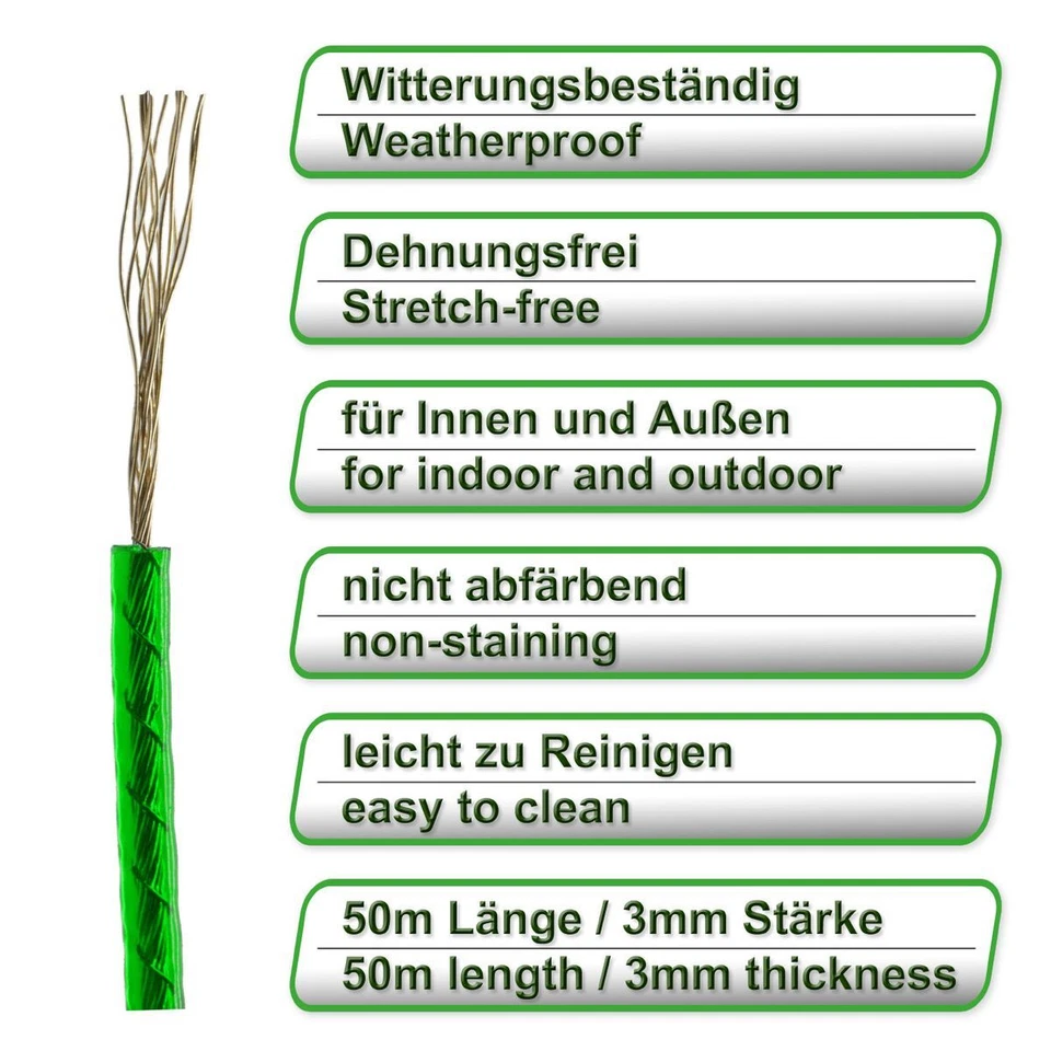 Clothesline with Steel Core Plastic 50m Line Camping Tension Line Indoor Outdoor - Image 2 of 3