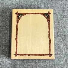 Holly Pond Hill Twig Holly Frame Wood Rubber Stamp Susan Wheeler Uptown Rubber