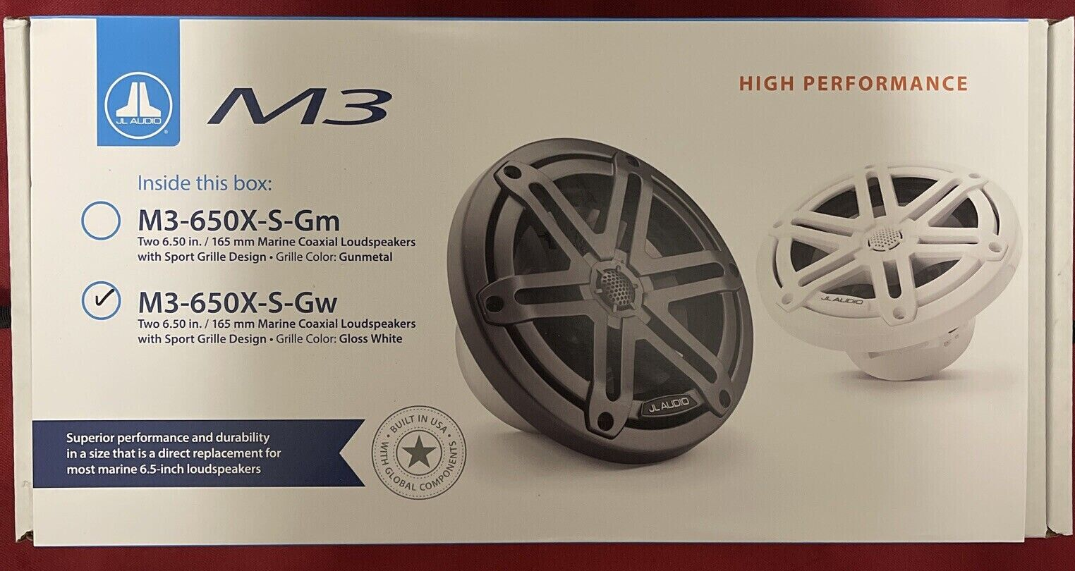 JL Audio Marine 6.5" Speakers 225w (Pair) M3650XSGw White Sports