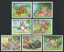 Nicaragua - 1988 7v. MNH Wild Animals and Cubs Fauna