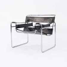 1960s Marcel Breuer for Gavina / Knoll Wassily B3 Lounge Chair in Black Leather