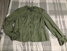 Motto Your Style Mantra Women’s Sage Green Jean Jacket Size Large Metal Buttons