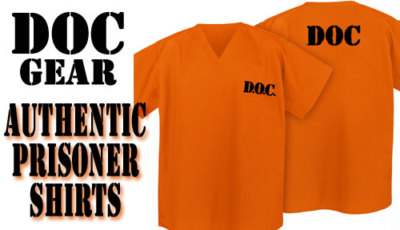 DOC COSTUME SHIRT Prison Costume ORANGE Convict SHIRT HALLOWEEN COSTUME