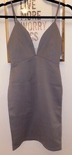 Missguided Strappy Grey Plunge Dress - Size 8