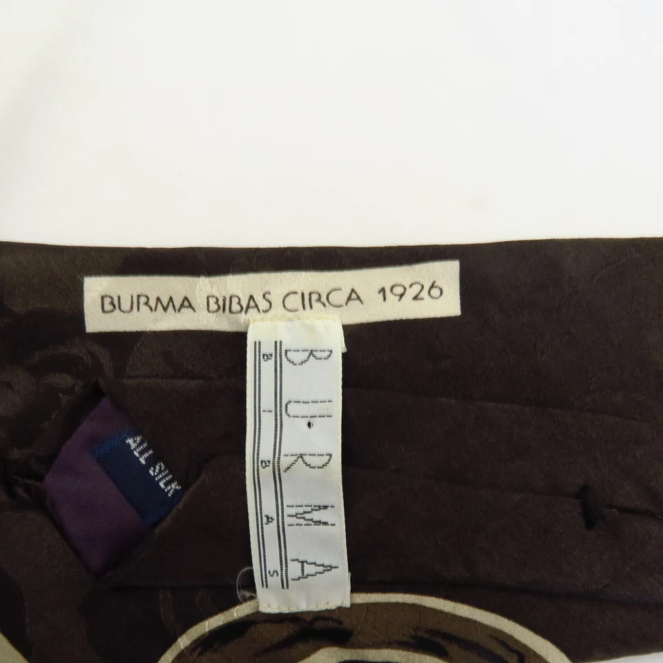 复古缅甸 Bibas Ca. 1926 棕色米色抽象涂鸦领带 57x3.75 — 第 4/4 张图片