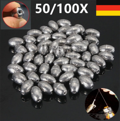 50/100 Stk Reine Blei Olive Form Sinker Drain Fishing Making Supplies DE