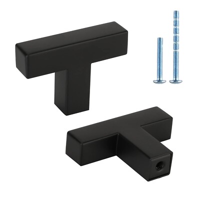 LONTAN Kitchen Cabinet Knobs Matte Black 2'' Square Knob - LSJ12BK 25 Pack