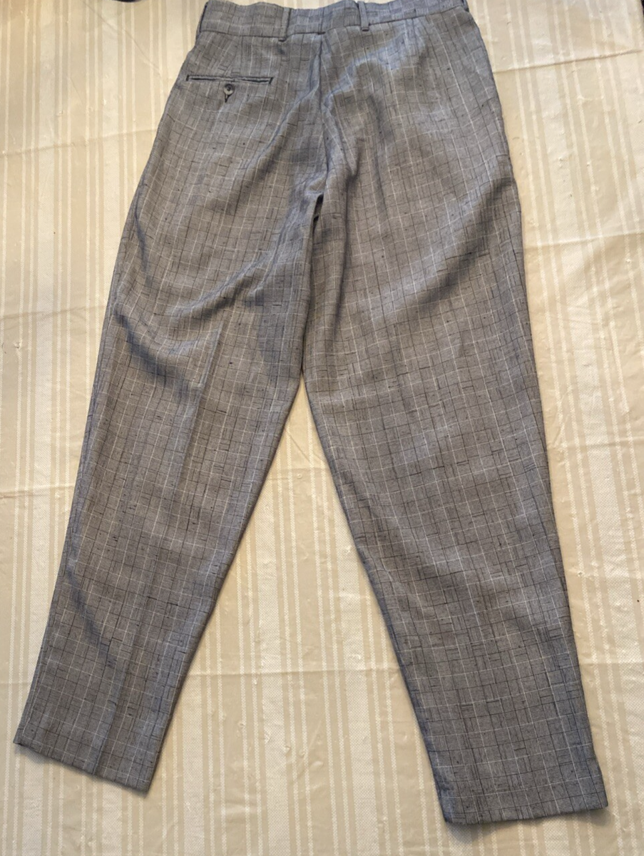 VTG 80s Mens City Streets BAGGY Pleated Gray Houndstooth
