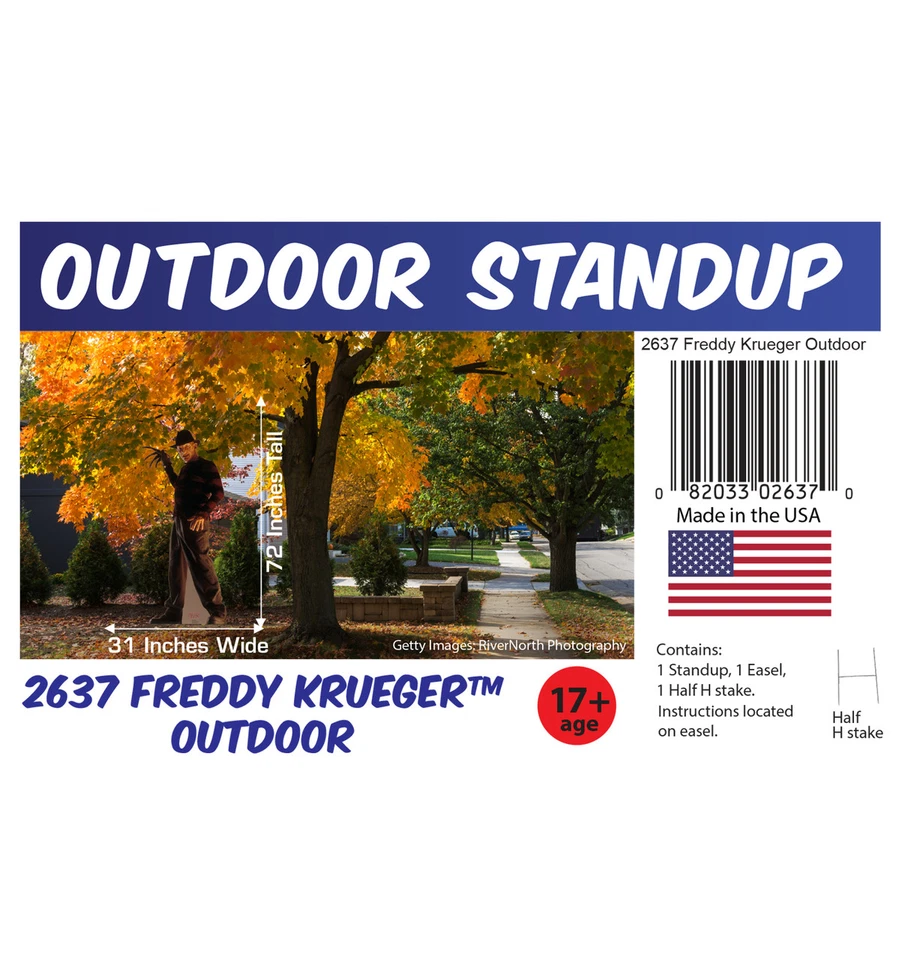 FREDDY KRUEGER - 户外生活尺寸支架全新万圣节装饰 2637 — 第 2/2 张图片