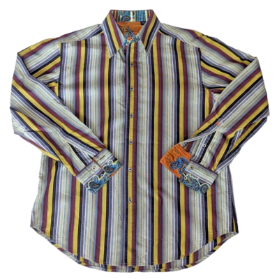 loud mens dress shirts Robert Graham Men's Long Sleeve Bright Loud Colorful Dress Shirt Sz Medium  M EUC