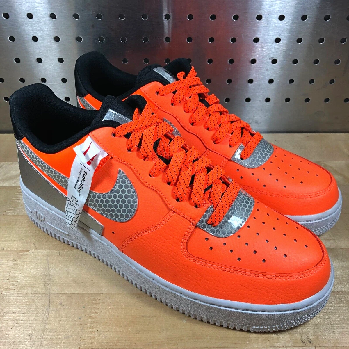 NEW NIKE AIR FORCE 1 '07 LV8 3M Total Orange Silver CT2299-800 Mens Sz 9