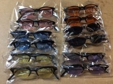 NEW ASSORTED BOX OF SUNGLASSES SUN GLASSES SET OF 12 GLASS COLORED SMALL LENS