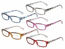5 Pack Reading Glasses Ladies Stylish Readers Colorful Spring Hinge For Women