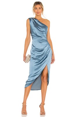 ELLIATT Cassini Dress Blue Satin One Shoulder Party Formal Prom S NWT $187  | eBay