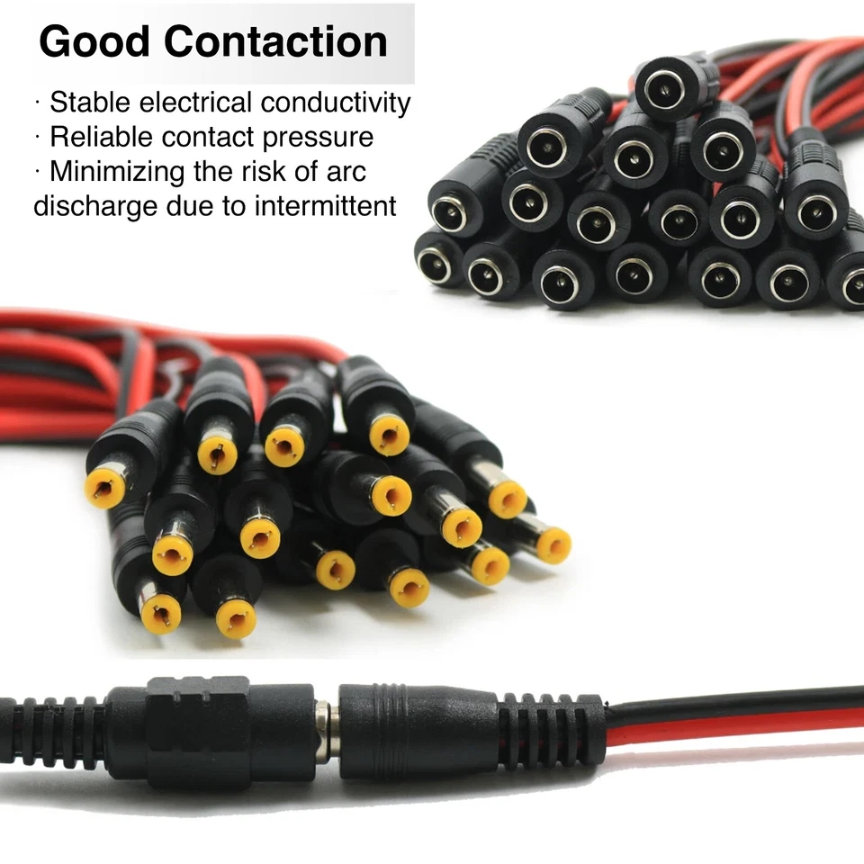 10 Pairs Connectors for CCTV Security Camera, DC Power Pigtail Cable, 12V 5A DC  - Image 4 of 4