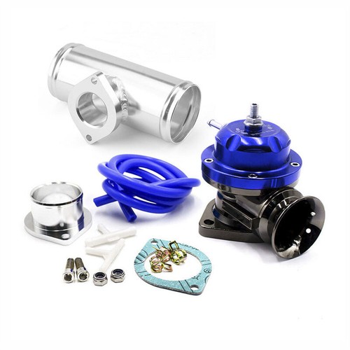 Blue Adjustable Type RS Blow Off Valve + 2.5" Aluminum Flange Pipe BOV Adapter - Picture 8 of 14