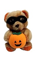 Russ Berrie Luv Pets Halloween Pumpkin Masked Bear Plush Stuffed Animal Vintage