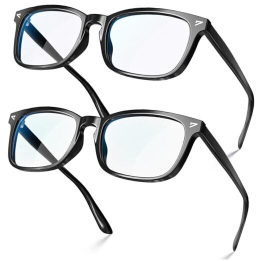 Blue Light Blocking Glasses Square with Anti Computer Large 2 Black+black