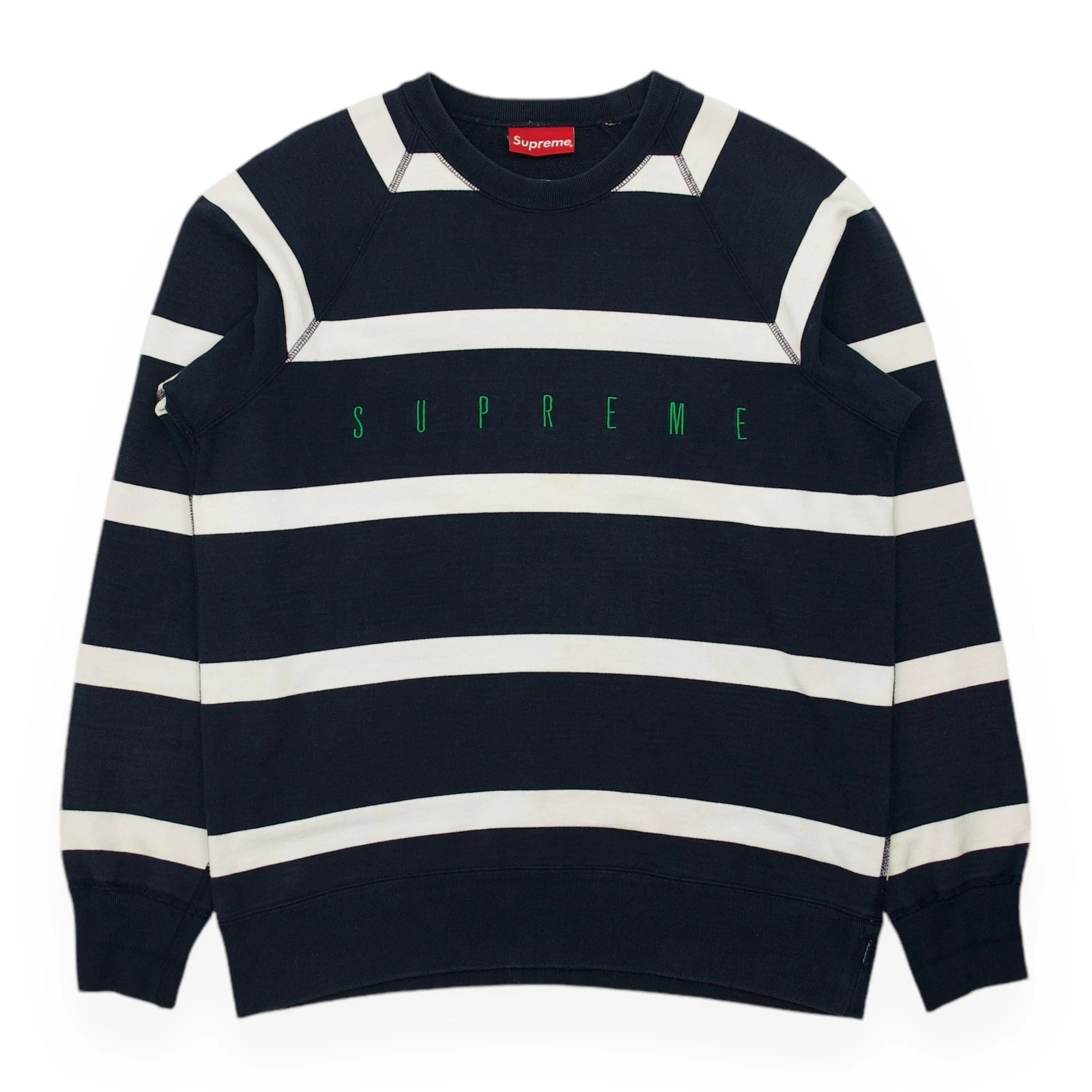 Sweat pull raglan rayé suprême taille M bleu marine