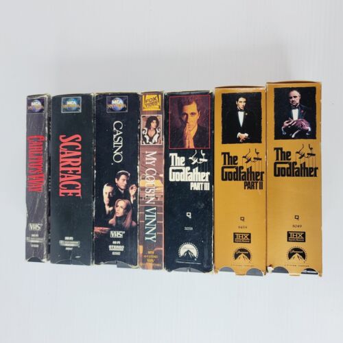 VHS Lot of 7 Classic Gangster Mobster Godfather 1 2 3 Scarface Cult Classic  - Afbeelding 1 van 15