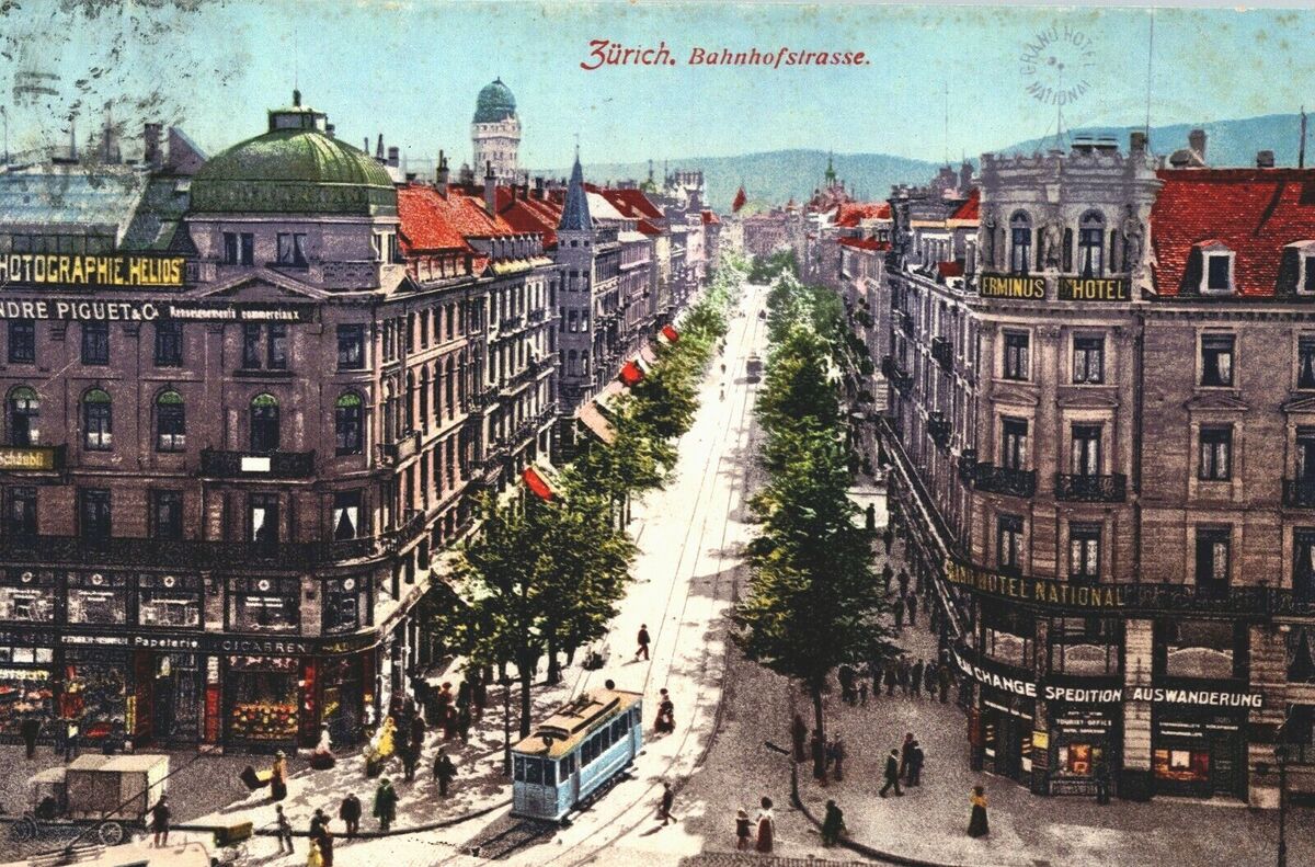 Switzerland Zürich Bahnhofstrasse Zurich Vintage Postcard Switzerland Zürich Bahnhofstrasse Zurich Vintage Postcard