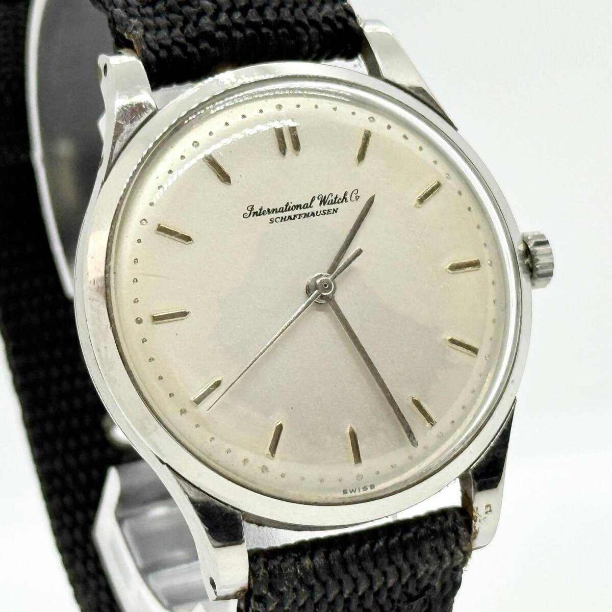 IWC Watch Schaffhausen Silver Hand-Winding 35mm Unisex Vintage Leather Band image 2