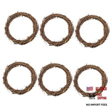 Small Round Grapevine Wreath 6 Inch Rattan Wreaths for Crafts Spring 6 Pack