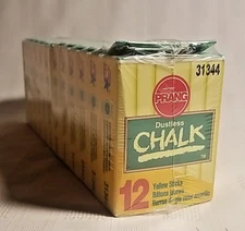 12 Boxes (of 12 ) Prang Dustless Hygieia YELLOW Chalk 31144 Factory Sealed