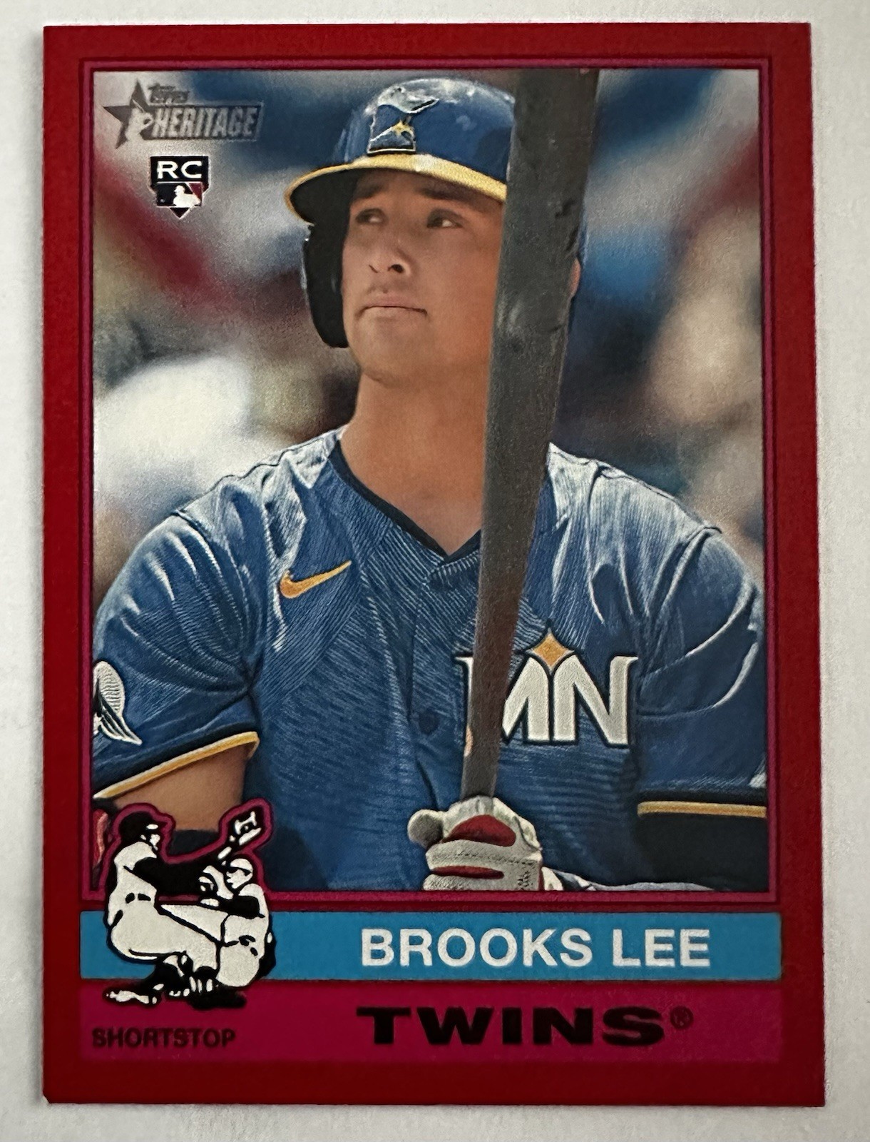 2025 Topps Heritage Red Border Card #63 Brooks Lee Minnesota Twins RC