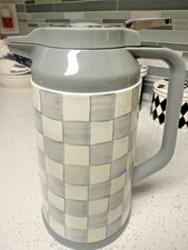 Large New Mackenzie-Childs Sterling Check Coffee Carafe RETIRED