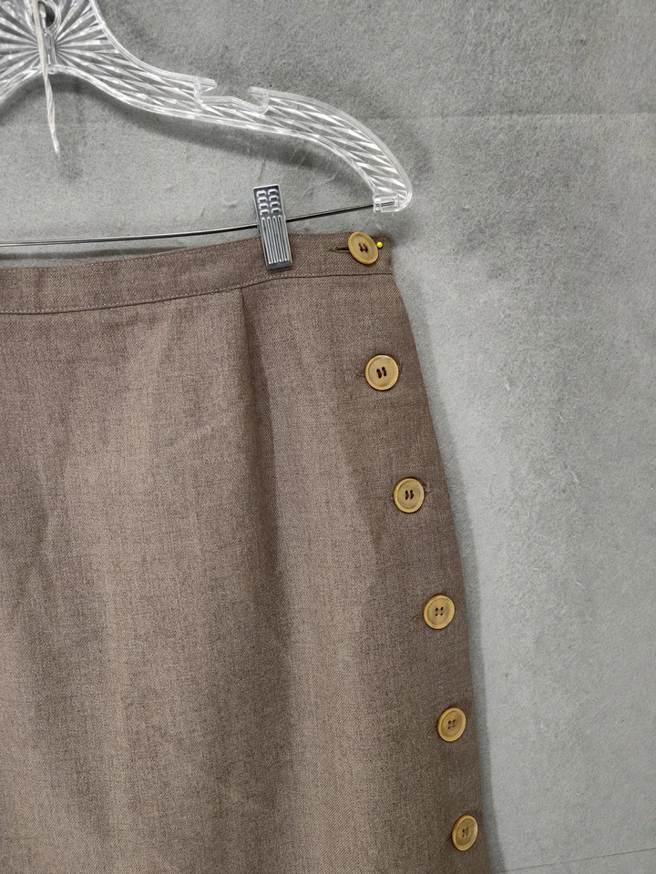 Falda Vintage Bloomingdale's Mujer Mediana Marrón Lana Botón Lateral Uruguay Años 90 Foto 3 de 4