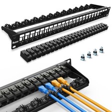 24 Port Cat6 Patch Panel 1U 19 Inch 10G Support Keystone Jacks UTP