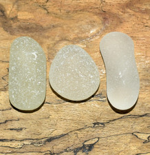 Thick Genuine Sea Glass White Ice Frosted Authentic Beach Glass 25-35mm