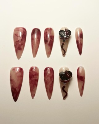 SWEETO Press On Nail, Handmade Set 006 Size M With Apply Kit