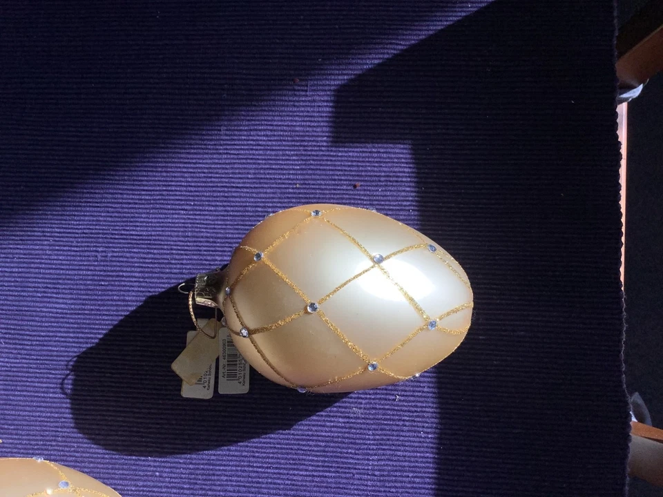 3er Set Kaheku Baumkugel exklusiv gold mattiert  mit echten Kristallen Ca 12 cm - Bild 4 von 4